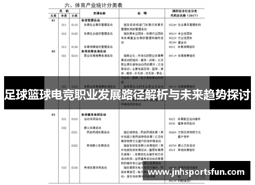 足球篮球电竞职业发展路径解析与未来趋势探讨